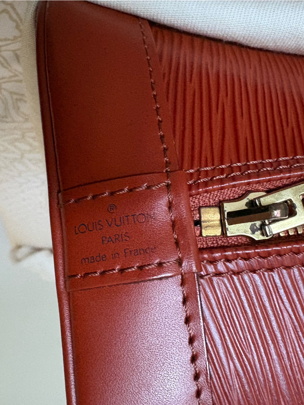 Louis Vuitton Red-Brown Epi Leather Crossbody with Gold Hardware
